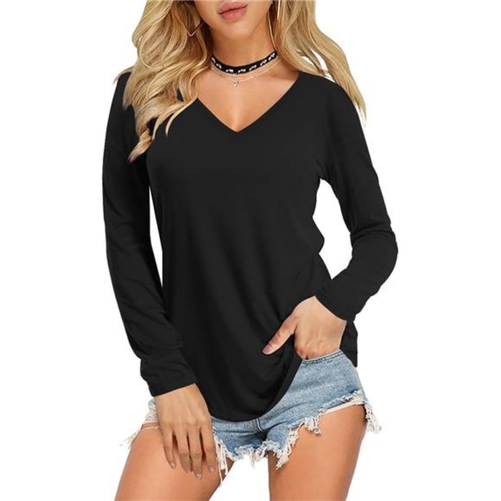 Womens T Shirts V Neck Basic Tee